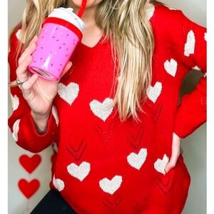 BNWT - Tees2UrDoor - Hearts on Fire V-Neck Sweater